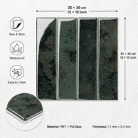 Carreaux muraux autocollants de luxe vert foncé, imperméables, pour crédence de cuisine et salle de bain