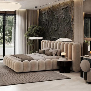 Lit double de luxe pour chambre à coucher, lit rembourré en tissu minimaliste, lit <span class=keywords><strong>king</strong></span>-<span class=keywords><strong>size</strong></span>, cadre de lit queen-<span class=keywords><strong>size</strong></span> pour villa - Product Image 3