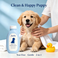 Shampoing et revitalisant 2-en-1 pour chiots, formule douce et délicate, nettoie et adoucit le pelage, bain de toilettage pour jeunes chiens, Guangdong