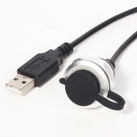 Cable de Extensión USB 2.0 Macho a Hembra con Carcasa Metálica y Tapa Impermeable, Cable de Montaje en Panel con Bloqueo de Tuerca de Rosca Rápida de 3A