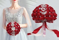 Nouveau bouquet de fleurs en soie florales pour Noël, Pâques et la remise des diplômes 2024 avec ruban en satin et cristaux