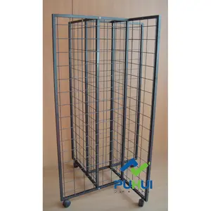 movable floor standing metal tube frame wire grid panel universal display retail exposition rack for stores