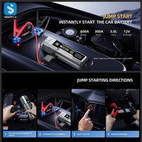 Aspirateur de voiture 5-en-1, booster de batterie de voiture, gonfleur de pneus, batterie externe portable, démarreur d'urgence avec fonction d'éclairage d'urgence