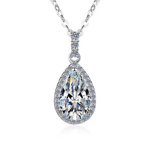 Tariffa libera luce di lusso a forma di goccia d'acqua S925 in argento Sterling 1Ct taglio a pera VVs1 Moissanite collana pendenti da donna - Product Image 5