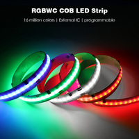 15mm RGBWC 5-warna dalam satu spektrum penuh WS2805 24V 26W 840LED/M warna mengejar kuda balap Strip LED yang dapat diprogram