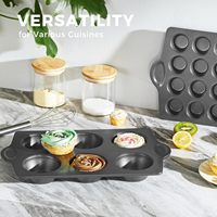 Moule à muffins professionnel à 6 cavités, plaque de cuisson antiadhésive pour cupcakes et muffins uniformément cuits, résistant au four et à la chaîne