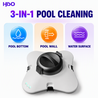 Robot de nettoyage de piscine automatique sans fil rechargeable, nettoyeur de fond, de parois et de surface de piscine, autonomie de 150 minutes, 12V