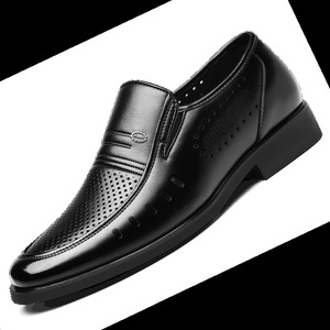 Breathable <b>Split</b> Leather Loafers Pointed <b>Toe</b> Office Career Men's Dress <b>Shoes</b> Rubber Outsole Pu Lining Solid Pattern - Product Image 5