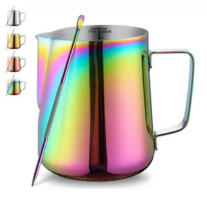  Jarra de espuma de leche, taza de acero inoxidable para  espumador de leche, taza vaporizadora de leche de acero inoxidable, taza de  espuma de leche, jarra de café al vapor de