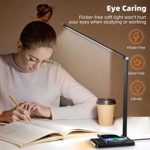 Lámpara de Escritorio LED Plegable con Carga USB, Control Táctil, Regulable, Protección Ocular, para Lectura, Estudio, Oficina, Dormitorio, Mesita de Noche - Product Image 3