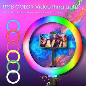 LJJ26 10 pouces RGB <span class=keywords><strong>Ring</strong></span> <span class=keywords><strong>Light</strong></span> Beauty Video Studio Photo Selfie <span class=keywords><strong>Light</strong></span> Emitting Diode <span class=keywords><strong>Ring</strong></span> Flash Lamp avec télécommande - Product Image 6