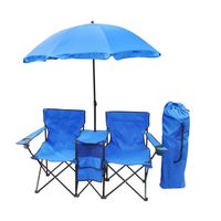 Chaise de camping et de plage pliable double avec parasol réglable et glacière pour événements sportifs