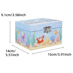 Boîte à musique océanique à colorier soi-même - Créez votre propre boîte à musique avec un dauphin rotatif, activité artistique, cadeau pour enfants, filles <span class=keywords><strong>et</strong></span> garçons - Product Image 3