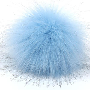 Pompon de 10 cm pour bonnet avec boucles élastiques, cordon, bouton, épingle, jouets pour animaux de compagnie, pompon en fourrure de renard coloré et moelleux, fausse fourrure - Product Image 2
