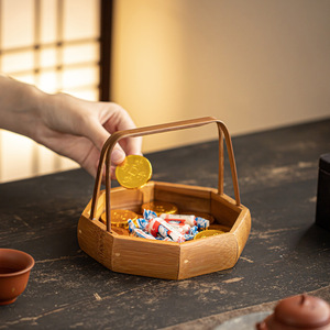 Bamboo Serving <b>Tray</b> Set With Handle Rectangular Octagonal For <b>Snacks</b> Fruit Tea Storage Desktop Decoration - Product Image 3