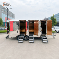 Remorque de toilettes mobiles de luxe à finition miroir, 2 postes, pour mariages en plein air, usine OEM