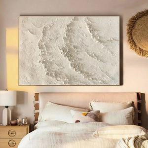 Peinture murale 3D Océan Blanc, Art Texturé Vague Océanique, Décoration Salon Style Wabi Sabi, Cadeau Idéal pour l'Aménagement de la Maison - Product Image 4