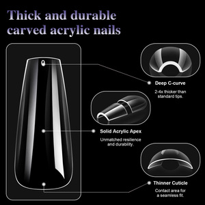 Uñas Postizas de Extensión de Diferentes Tamaños, Más Vendidas en Europa, Curvatura Profunda en C, Puntas de Uñas de Gel Acrílico Gruesas y Suaves - Product Image 4
