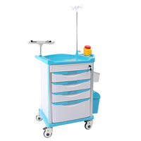 Chariot d'urgence de luxe pour hôpital, chariot médical de secours, 5 tiroirs, roues silencieuses, 750*480*920mm