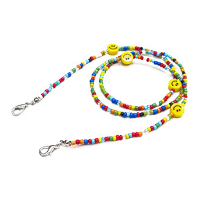 Cadena para mascarilla y gafas con cara sonriente colorida, de moda, con cuentas acrílicas y cierre metálico, para fiestas, Primavera 2026 - Product Image 1