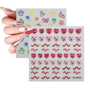 Pegatinas de uñas con forma de corazón 3D, autoadhesivas de dibujos animados para niños, arte DIY RJ-0003 - Product Image 1