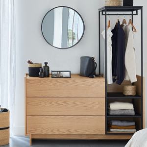 Commode de style bois naturel personnalisée avec cadre de garde-robe ouvert, étagère plate, tiroir de rangement, <span class=keywords><strong>armoire</strong></span> d'entrée, buffet - Product Image 1