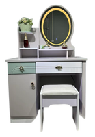 Table de toilette moderne au design actuel avec miroir LED et tiroirs, ensemble de coiffeuse de luxe pour chambre à coucher, bureau de maquillage
