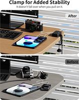 LEGA Cube8 Stop Kontak Meja dengan Penjepit 4 AC 4 Port USB (2-C) Kabel 10 Kaki Cocok untuk Tepi Meja 2.75" Rumah Kantor Hitam 15A ABS/Plastik