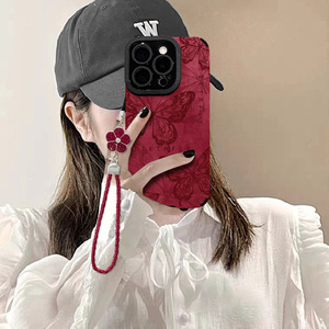 Funda de Teléfono Estilo Chino con Diseño de Mariposa, Cadena y Textura de Gamuza, Antigolpes, para Teléfonos de Lujo, Venta al Por Mayor de Fábrica - Product Image 4