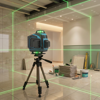 Strumento di Misurazione Laser a 12 Linee 3D con Luce Verde, Linee Orizzontali e Verticali, 16 Linee, Livella Laser per Decorazioni Interne