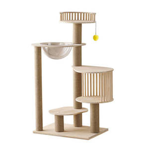 Fabrik Luxus große Größe moderne Holz Sisal Haustier Möbel Katze Aktivität Tower House Scratcher Tree für Indoor Cats - Product Image 1