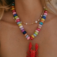 Collar de Moda Veraniego Bohemio con Cristales Naturales y Gemas de Pescado, Joyería de Piedras para Mujer