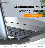 Extensor USB C de Aleación de Aluminio HB10 YESIDO, Hub Tipo-C para Computadora Portátil, Adaptador de Hub Transmisor USB
