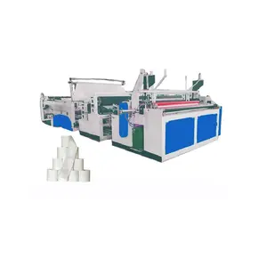 High quality automatic toilet tissue paper roll rewinding and cutting machine with customized embossing device