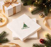 Serviettes jetables Airlaid imprimées motif chapeau de Père Noël, qualité commerciale, 25x25cm, 4 plis, 2 épaisseurs, en pâte de bois vierge, pour hôtels