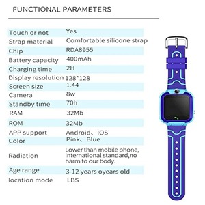 Montre connectée pour enfants 2G avec GPS Tracker, mini téléphone, appel/SOS/caméra, montre carrée de dessin animé pour garçons et filles, cadeau d'anniversaire ou de Noël - Product Image 6