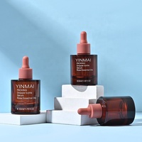 Flacon compte-gouttes en verre vide de 30 ml et 50 ml pour sérum cosmétique, à épaule plate, dégradé, pour huile, avec compte-gouttes