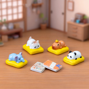 Figurines miniatures de panda, éléphant, chat, capybara, mini-animaux en résine, porte-clés, breloques, décorations pour tableau de bord de voiture - Product Image 2