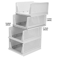 DS3575 Armoire de rangement avec tiroirs, panier en plastique, bacs de rangement empilables, organiseurs de placard pliables, boîte de rangement