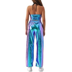 King Mcgreen Star – pantalon Rave brillant pour femme, vêtements holographiques, argent, danse, Wetlook, Hip Hop, Punk - Product Image 5
