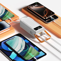 Batterie Externe Solaire 30000mAh Powerbank 50000mAh Chargeur Solaire avec Câbles Intégrés pour Téléphones Portables