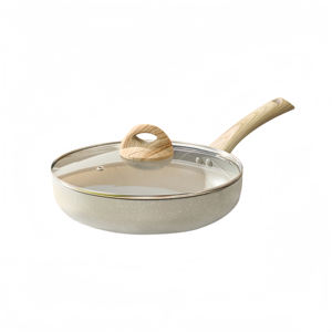 Sartén Ergonómica con Mango de Madera y Aluminio para Cocinar al Estilo Asiático, Diseño Personalizado OEM - Product Image 1