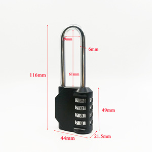 Combination Padlock 4 Digit Zinc Alloy D Type Long Beam Black Silver Gym <b>Locker</b> Lock CH-604L - Product Image 4