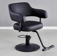 Fauteuil de barbier Heshi inclinable avec pompe hydraulique, équipement de salon commercial, cuir synthétique noir