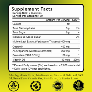 Gomitas de Complejo de Gordolobo con Quercetina, D3 y Bromelina, Venta Caliente OEM/ODM, Apoyo para el Sistema Respiratorio, Digestivo e Inmunológico - Product Image 2
