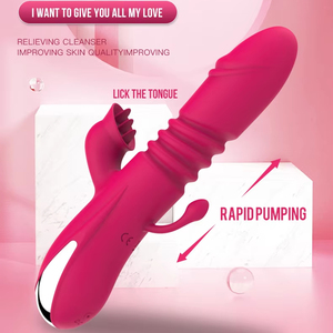 Vibrateur Lapin pour Femme, Godemiché Télescopique 3-en-1, Rechargeable USB, Étanche, Puissant, Stimulateur Clitoridien Rotatif et Vibrant pour Point G - Product Image 2