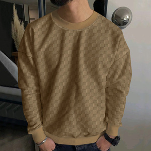 Pull décontracté à col rond et manches longues pour homme Dongfei, motif damier, anti-boulochage, couche de base - Product Image 2