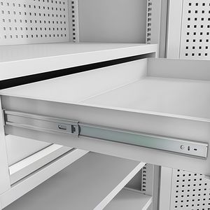 Armoire de rangement robuste en <span class=keywords><strong>acier</strong></span> au carbone à 2 portes pour garage, avec panneau perforé, pour outils, quincaillerie, multi-usages, pour salle de sport, atelier, OEM - Product Image 4