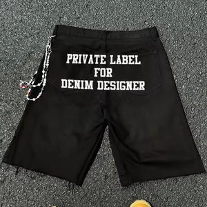 กางเกงขาสั้นผ้ายีนส์สำหรับผู้ชายกางเกงขาสั้นสตรีทแวร์หินไรน์สโตน - Product Image 6