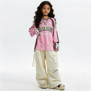 Ensemble de vêtements pour filles SERIOUS, tenue personnalisable en deux pièces, haut imprimé BE YOUR BEST SELLER, <span class=keywords><strong>pantalon</strong></span> <span class=keywords><strong>cargo</strong></span> - Product Image 1